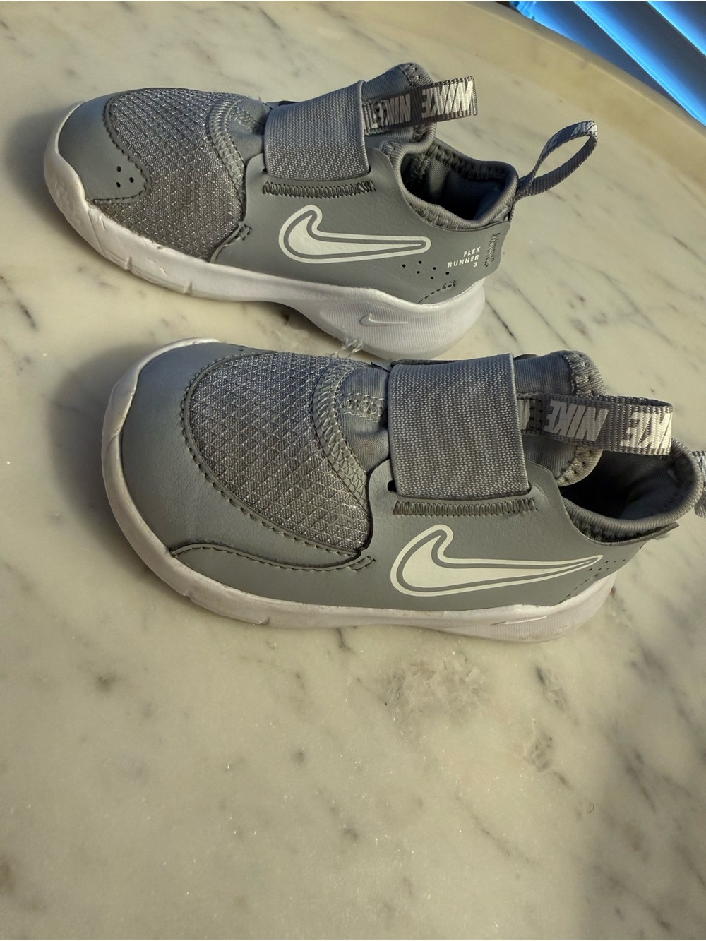 Nike Kids Gray and White Slip-On Strap Sneakers